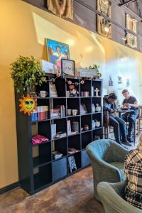 bookshelves at Kings Cup Cafe, Mt Pleasant, WI